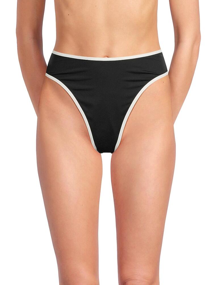 WeWoreWhat Women's Solid Bikini Bottom - Black Off Cover