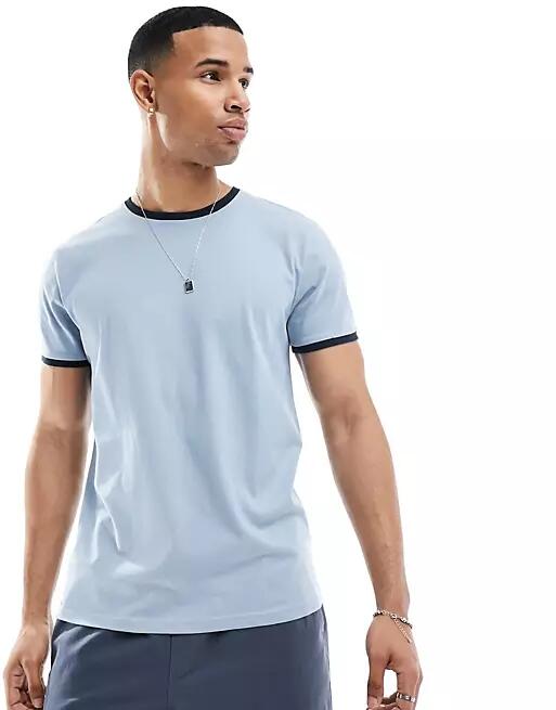 Brave Soul ribbed ringer T-shirt in steel blue & navy Cover