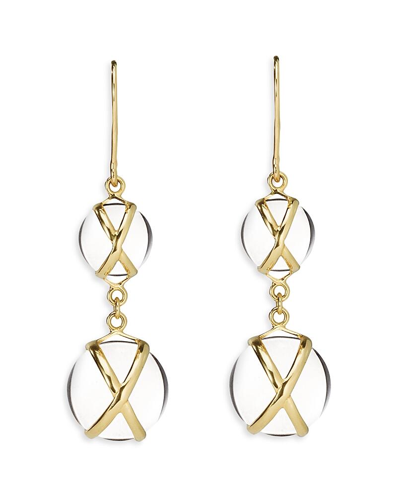 L. Klein 18K Yellow Gold Prisma Crystal Quartz Crossover Double Drop Earrings Cover