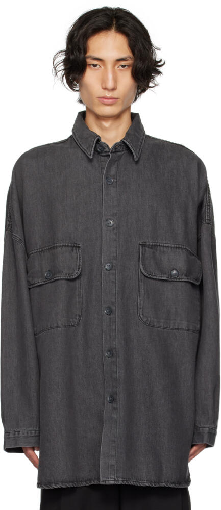 The Frankie Shop Gray Dallas Denim Shirt Cover