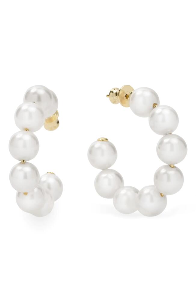 Melinda Maria Life's A Ball Imitation Pearl Hoop Earrings in White Pearl/Gold Cover