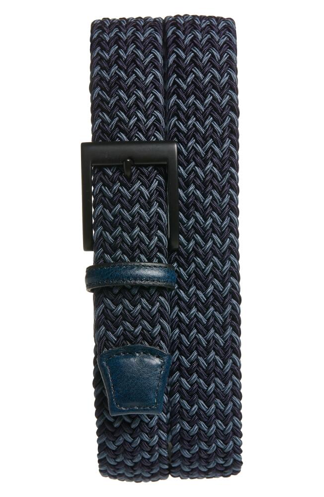 Torino Braided Chevron Stretch Belt in Navy Multi Cover