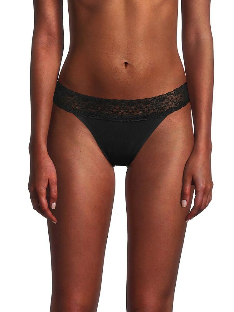 AVA & AIDEN Women's Bonded Lace Waist Thong - Black Cover