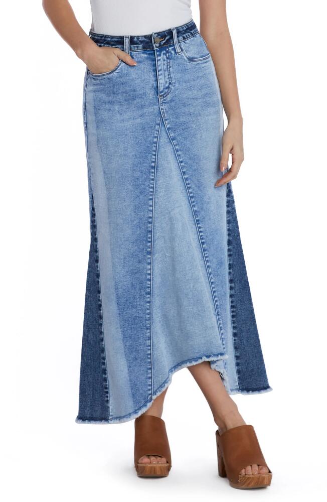 Wash Lab Denim Patchwork Denim Maxi Skirt in Patch Blues Cover