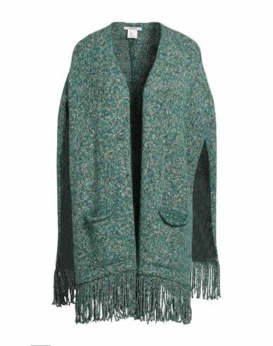 Kangra Woman Cape Emerald green Cotton, Alpaca wool, Polyamide, Polyester Cover