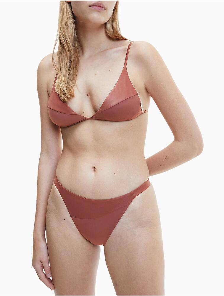 Calvin Klein Women's Core Essentials High Waisted Cheeky Bikini Bottom - Brown Cover