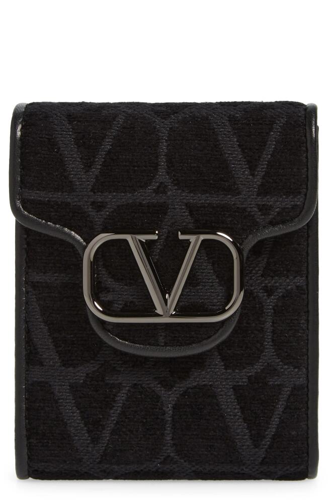 Valentino Garavani VLOGO Monogram Toile Canvas Wallet in 0No - Black Cover