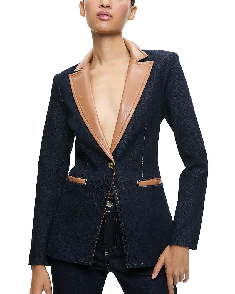 Alice and Olivia Breann Faux Leather Trim Blazer Cover