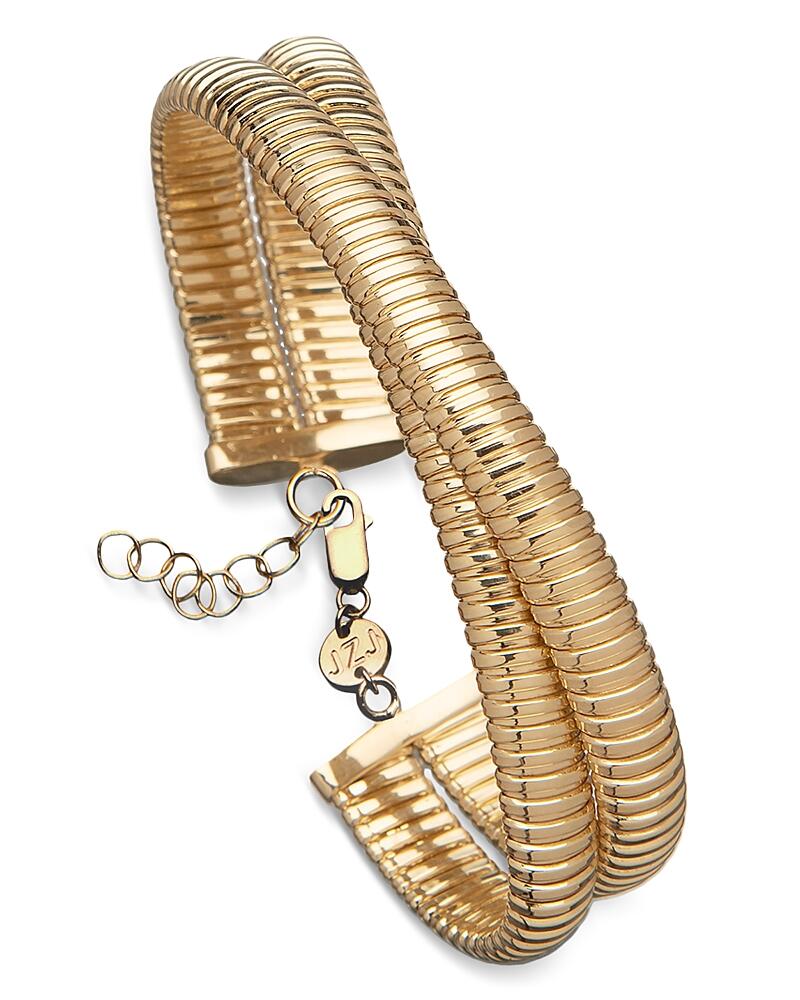 Jennifer Zeuner Mattea Snake Chain Crossover Bracelet in 18K Gold Plated Sterling Silver Cover