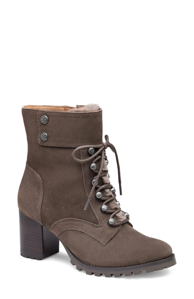 Johnston & Murphy Vivica Faux Fur Bootie in Dark Gray Suede Cover