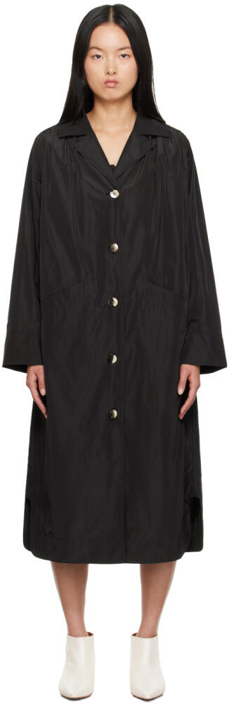 GANNI Black Relaxed Coat Cover