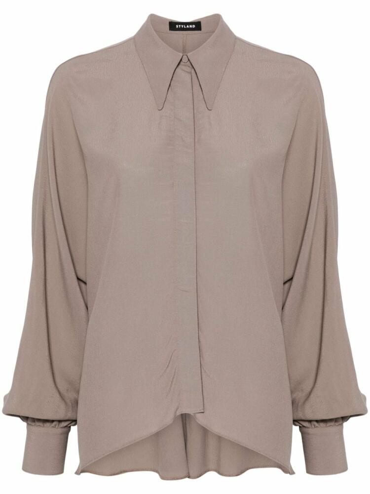 STYLAND batwing-style crepe shirt - Grey Cover