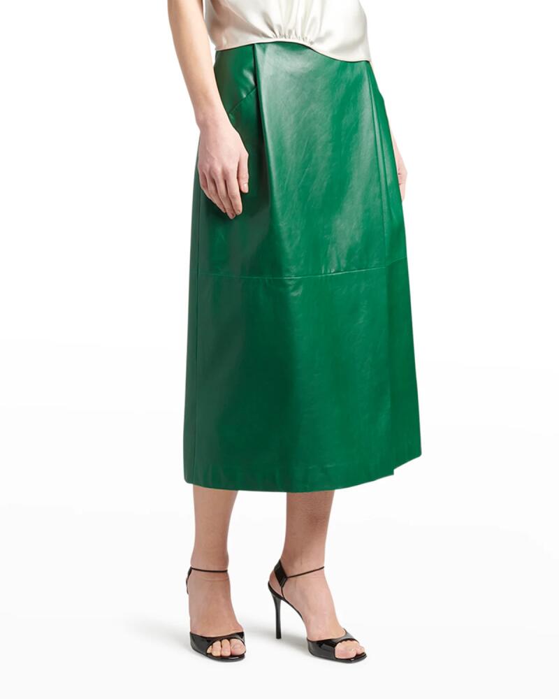 Giorgio Armani Nappa Leather Midi Wrap Skirt Cover