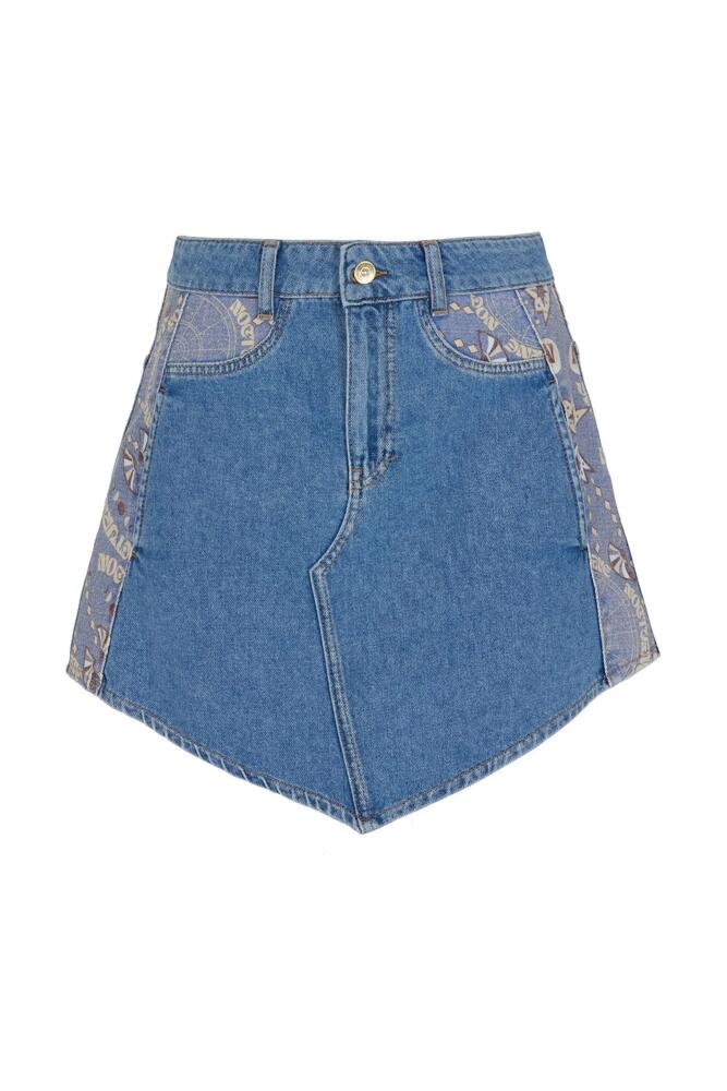 Nocturne Printed Mini Jean Skirt in Blue Cover