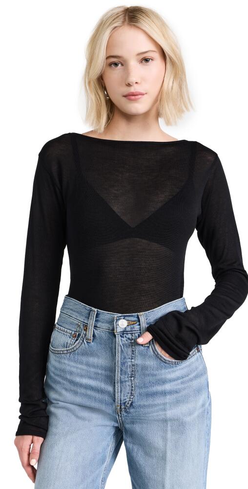 DL1961 Long Sleeve Boat Neck Tee Black (Knit) Cover