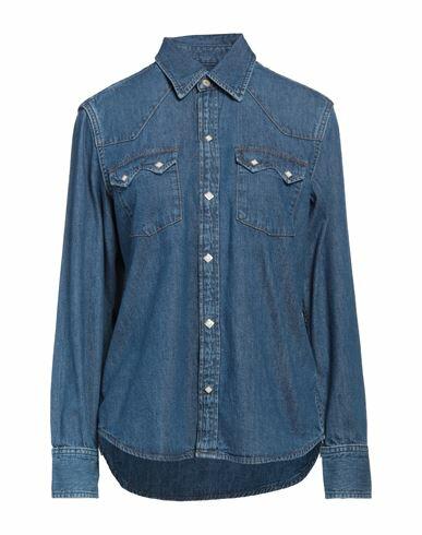 Re/done Woman Denim shirt Blue Cotton Cover