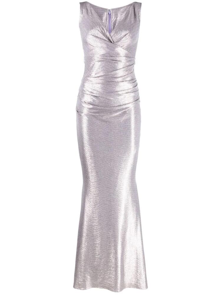 Talbot Runhof metallic-sheen sleeveless dress - Gold Cover