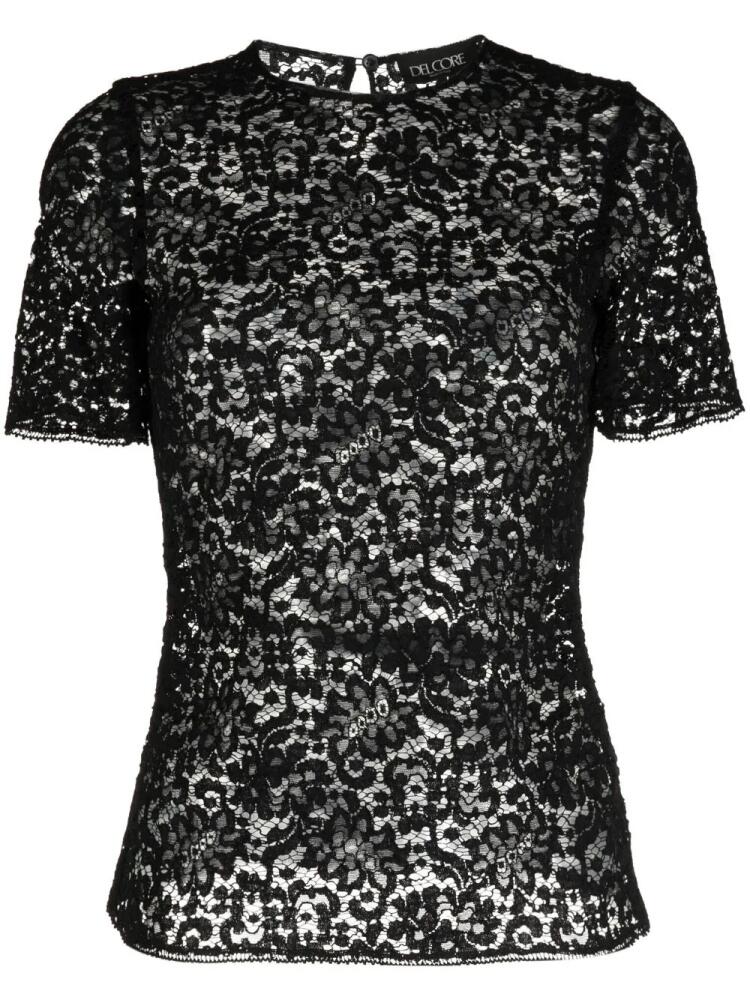 Del Core floral-lace short-sleeved T-shirt - Black Cover