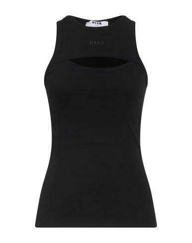 Msgm Woman Tank top Black Cotton, Elastane Cover