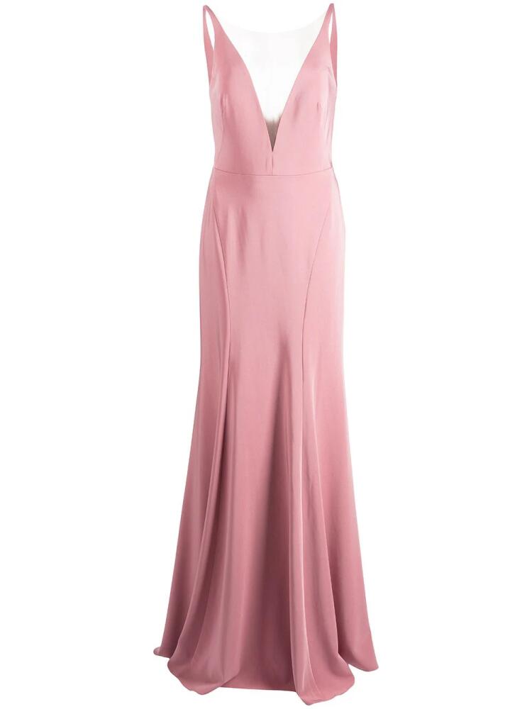 Marchesa Notte Bridesmaids Crema plunging V-neck dress - Pink Cover