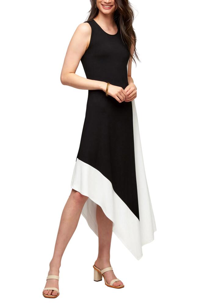 Karen Kane Sleeveless Colorblock Midi Dress in Black W/Off White Cover