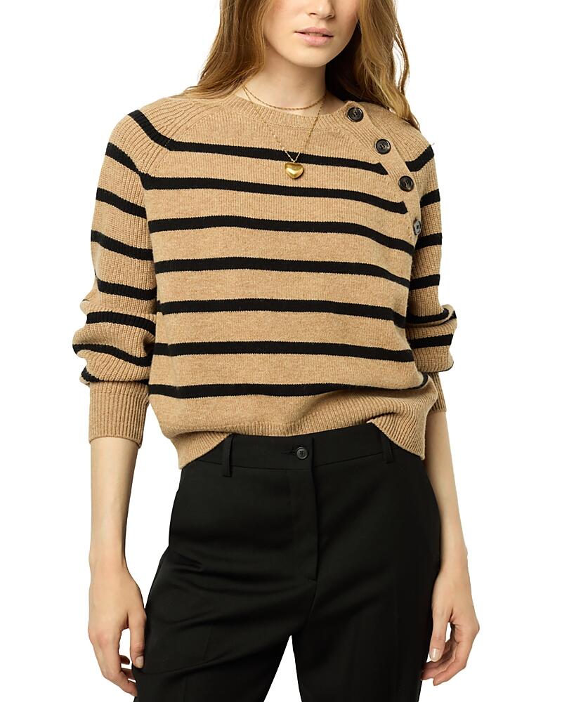 Gerard Darel Jenna Striped Button Trim Sweater Cover