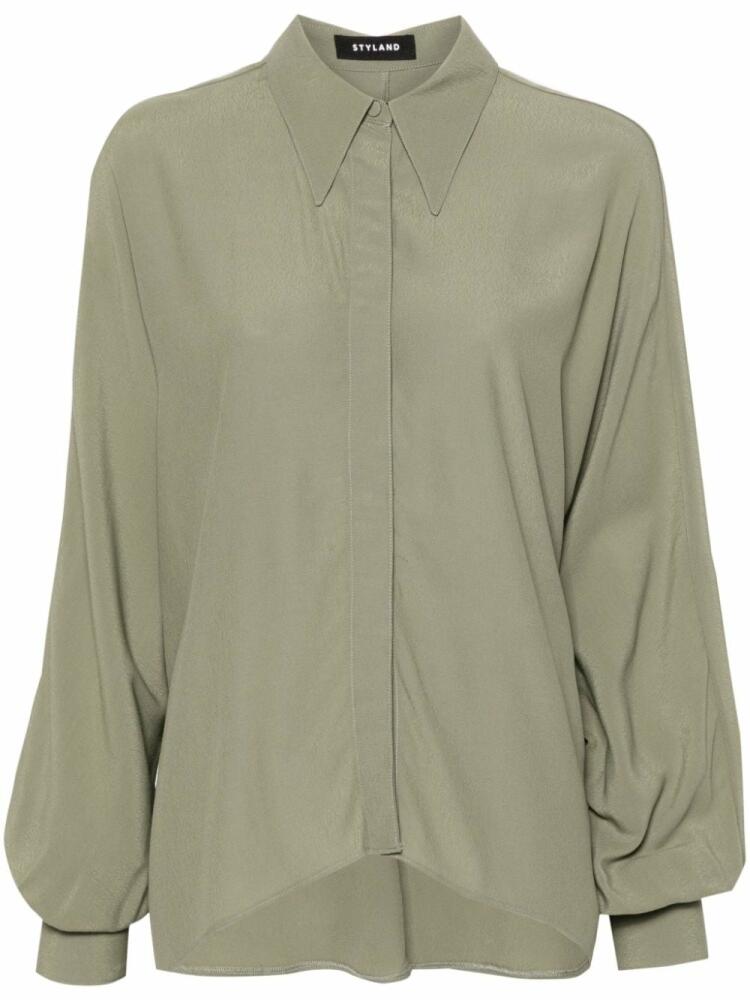 STYLAND batwing-style crepe shirt - Green Cover