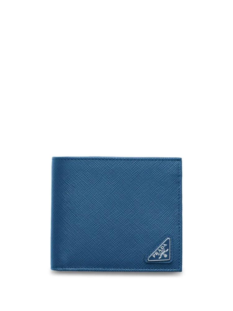 Prada triangle-logo leather wallet - Blue Cover