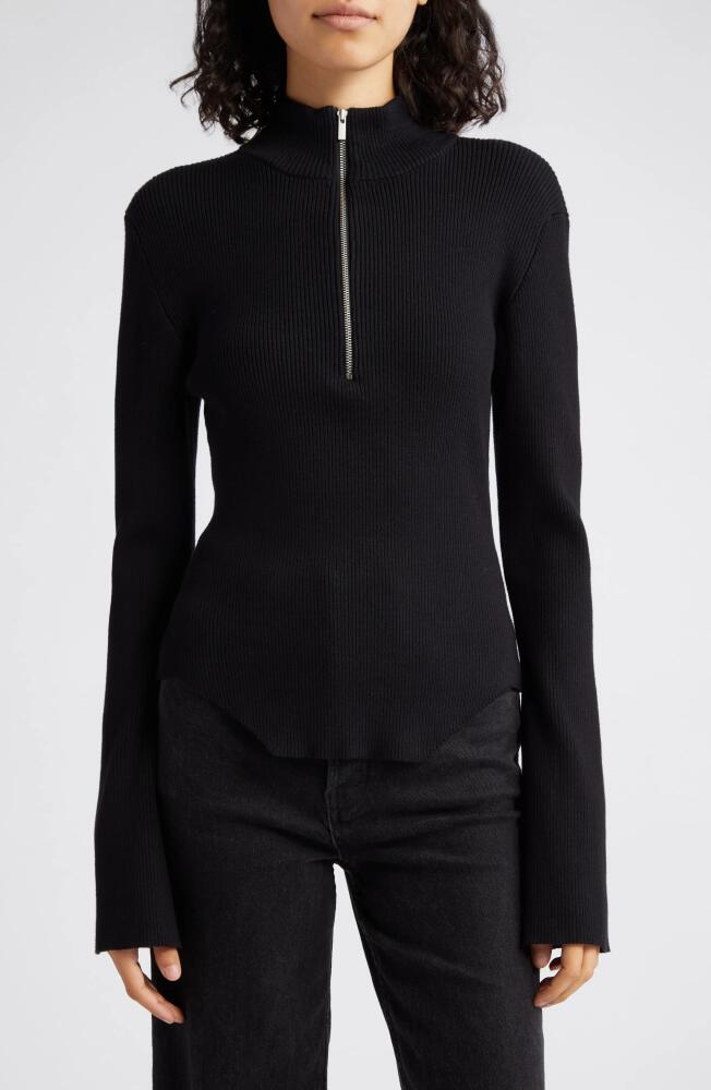 GESTUZ Yasmia Half Zip Rib Sweater in Black Cover