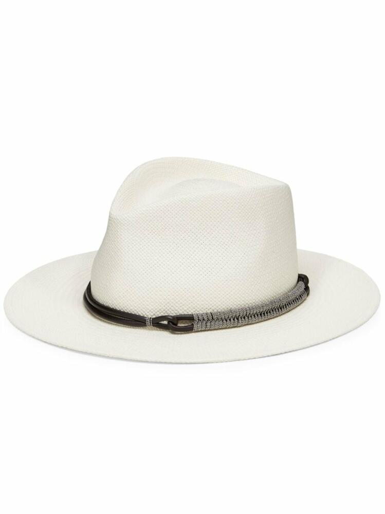 Brunello Cucinelli interwoven-straw fedora hat - White Cover