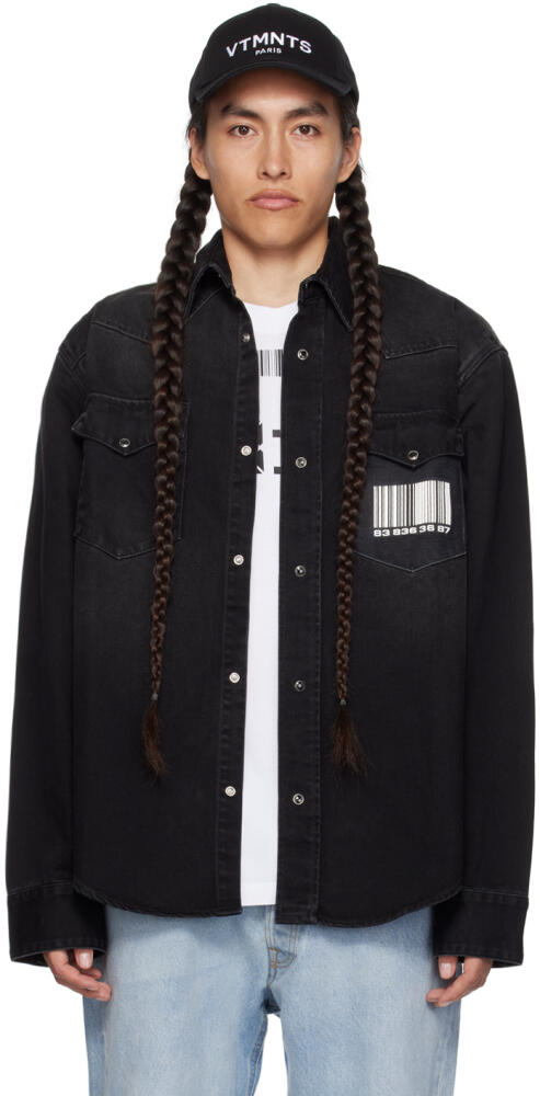 VTMNTS Black Barcode Denim Shirt Cover