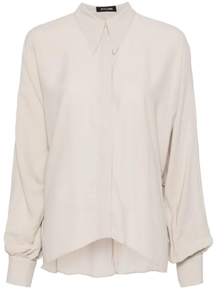 STYLAND batwing-style crepe shirt - Neutrals Cover