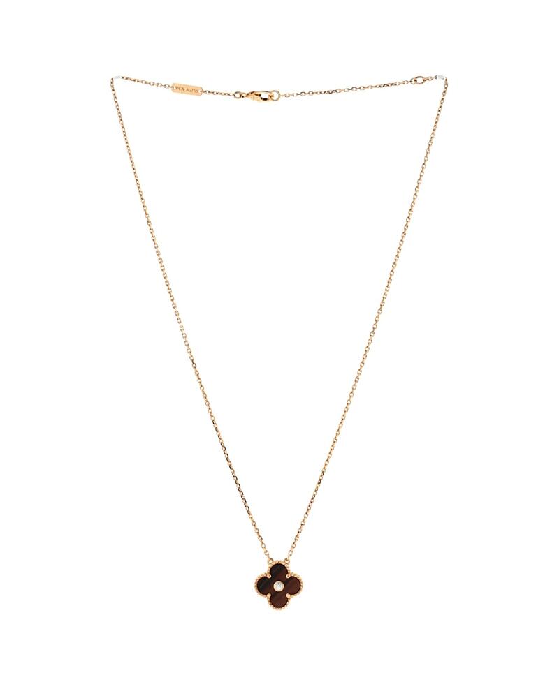 Pre-Owned Van Cleef & Arpels Vintage Alhambra Pendant Necklace Limited Edition 18K Rose Gold and Bull's Eye with Diamond Cover