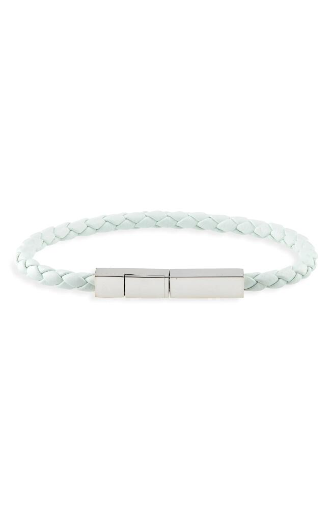 Bottega Veneta Men's Braided Leather Bracelet in 1523 Glacier Cover