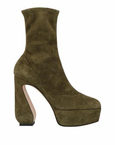 Si Rossi By Sergio Rossi Woman Ankle boots Military green Soft Leather Cover