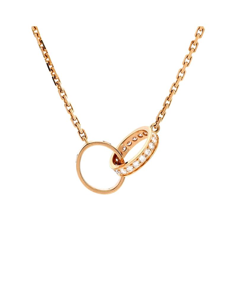 Pre-Owned Cartier Love Interlocking Necklace 18K Rose Gold with Diamonds Cover