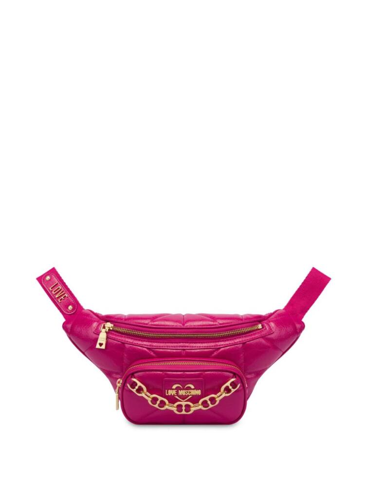 Love Moschino quilted faux-leather belt bag - Pink Cover