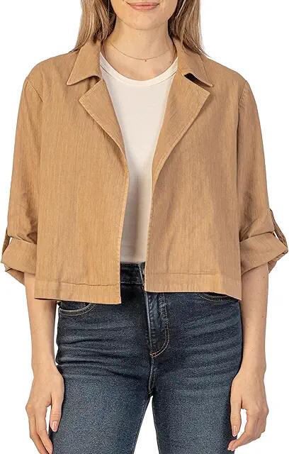 KUT from the Kloth Nadine - Crop Blazer Jacket (Oatmeal) Women's Vest Cover