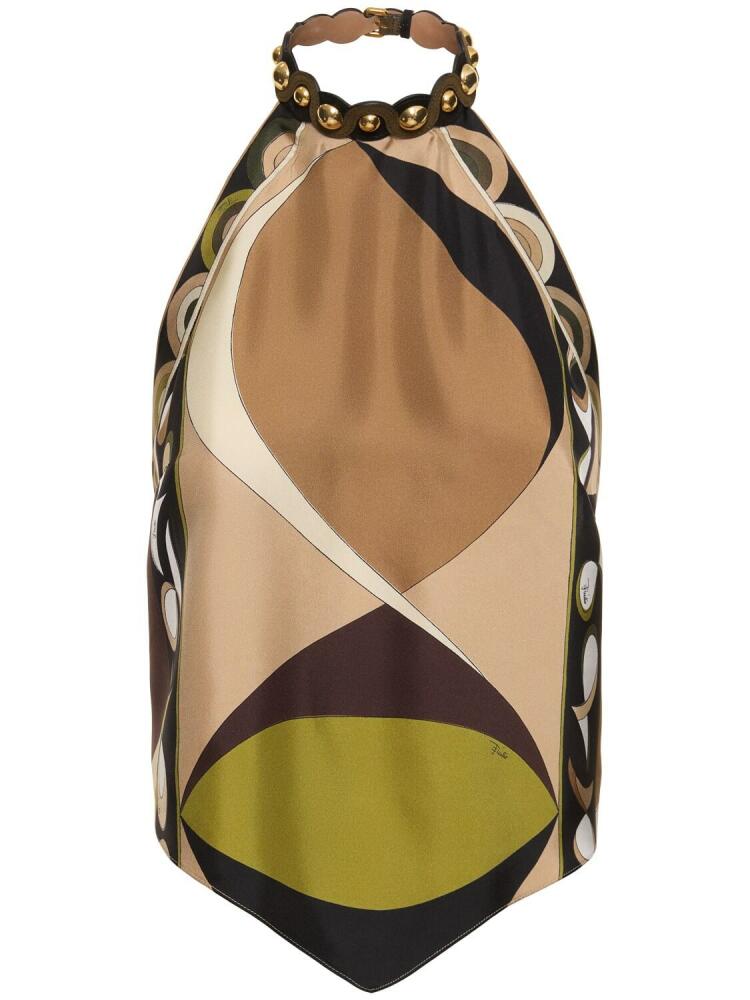 PUCCI Printed Silk Twill Sleeveless Top Cover