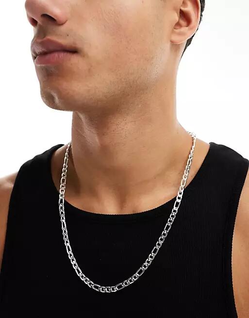 ASOS DESIGN slim figaro chain necklace in silver tone Cover