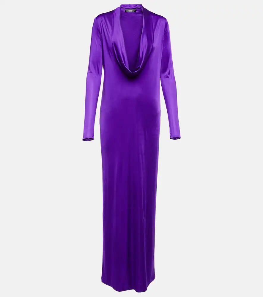 Versace Cowl-neck draped satin gown Cover