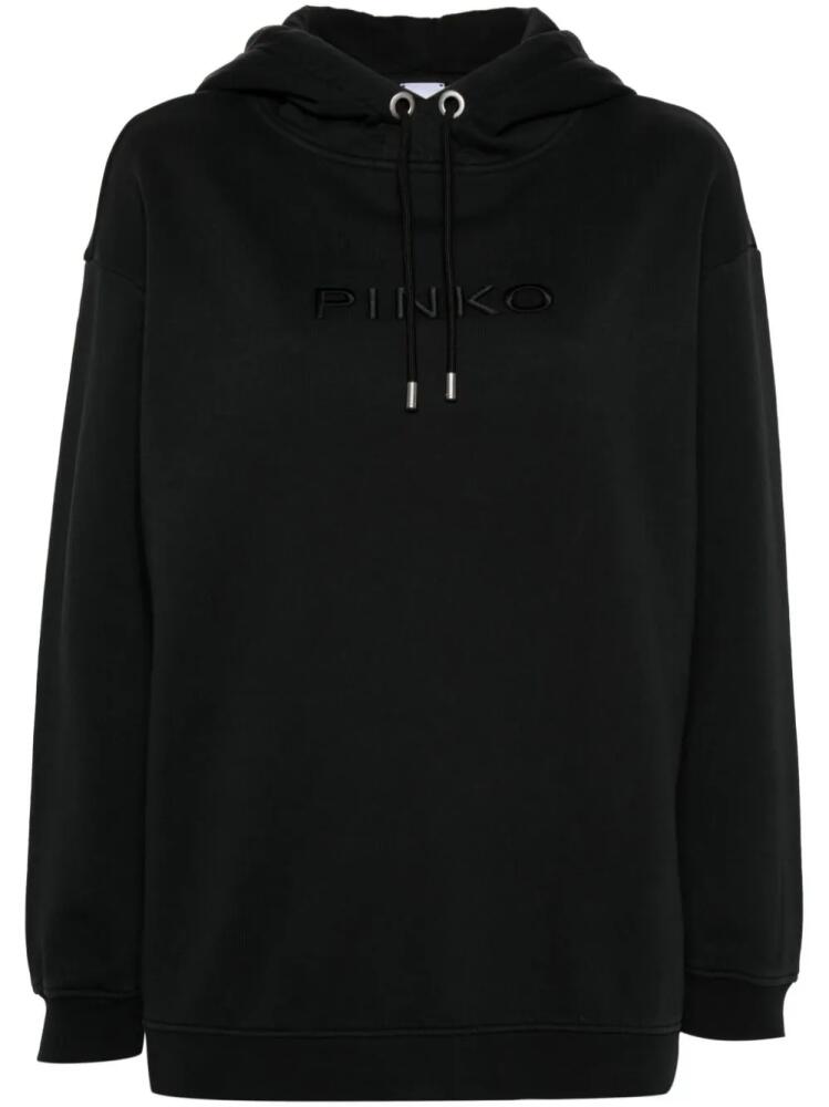 PINKO logo-embroidered hoodie - Black Cover