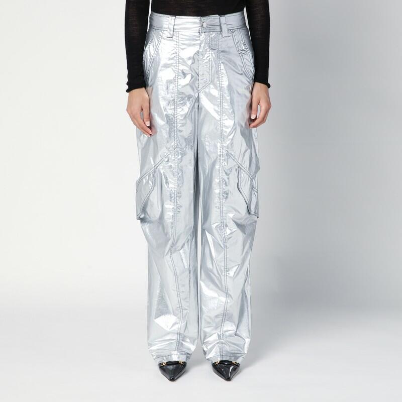 ISABEL MARANT Shiny silver cargo trousers Cover