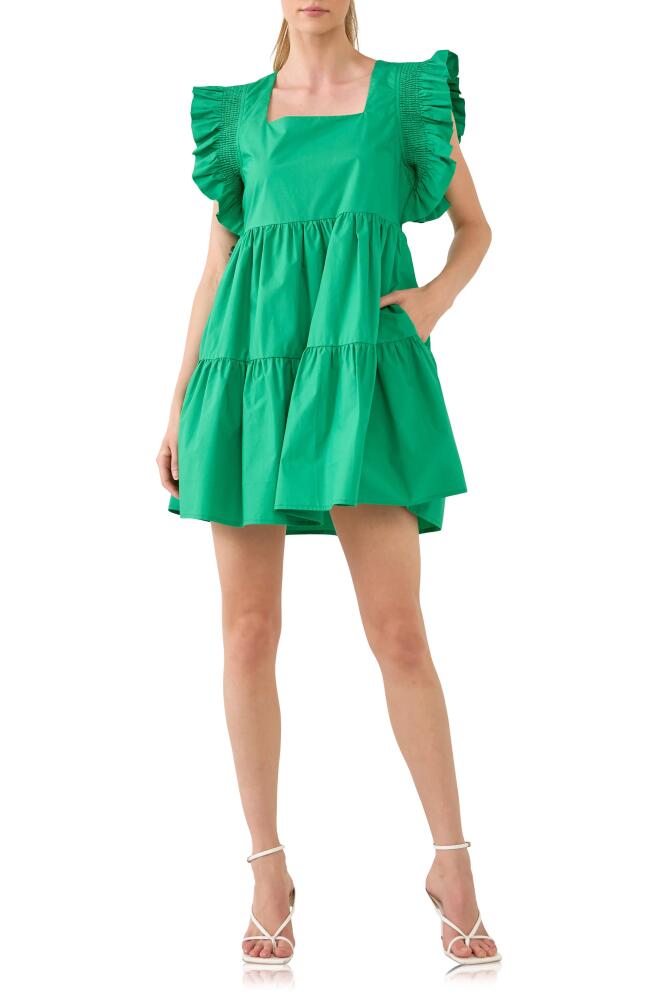 English Factory Cotton Minidress in Green Cover