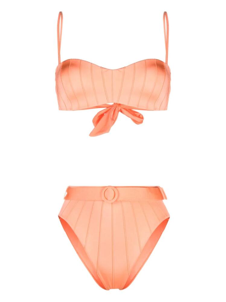 Noire Swimwear high-waist belted bikini set - Orange Cover