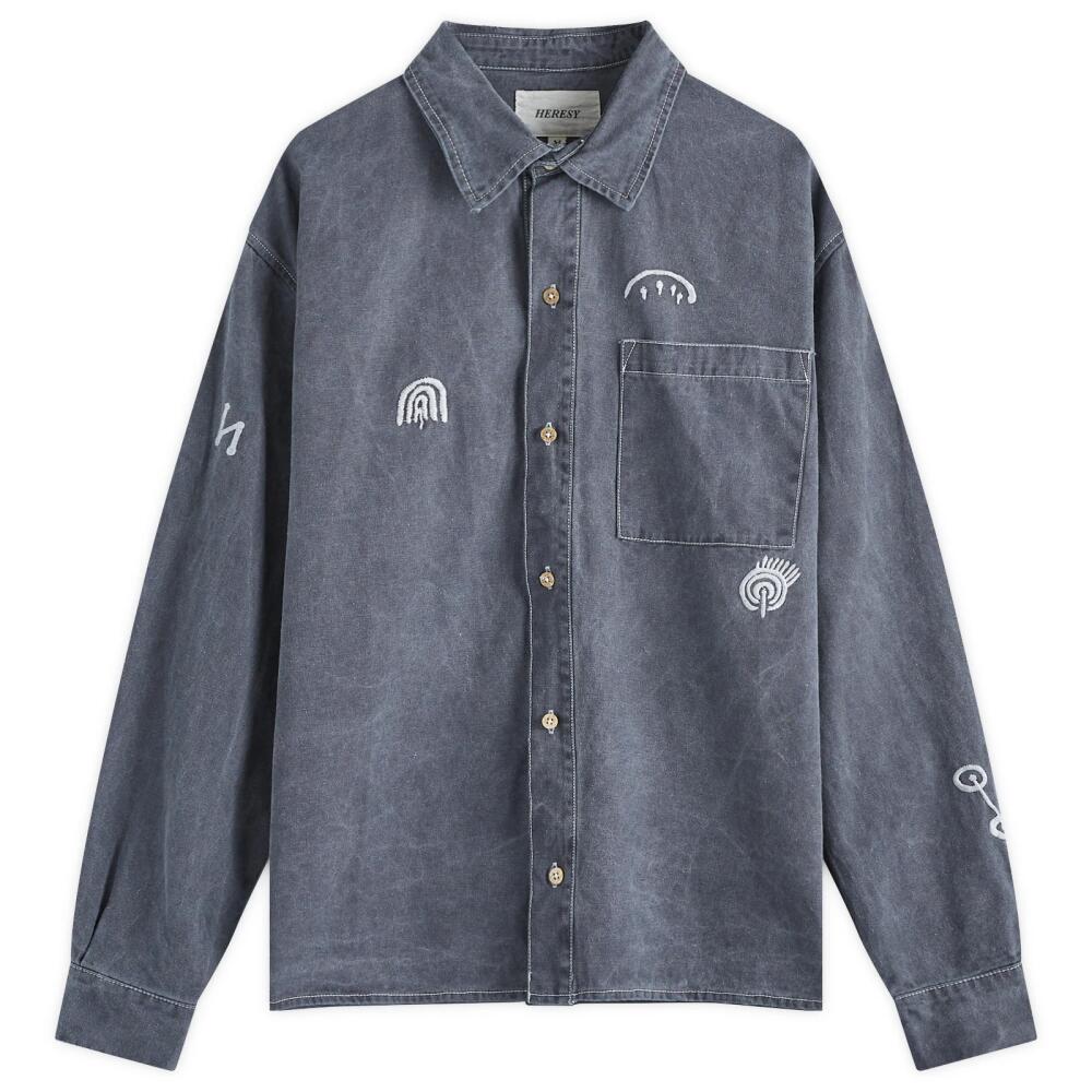 Heresy Men's Carvings Embroidered Shirt in Navy Cover