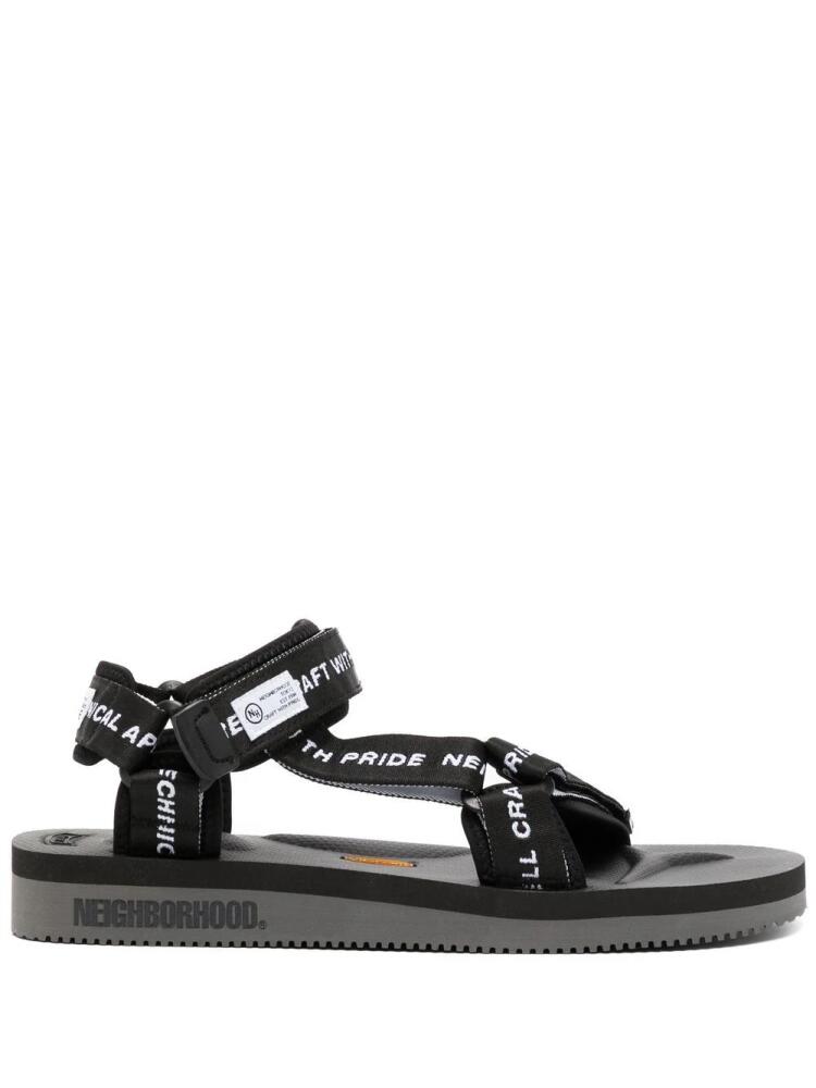 Neighborhood logo-tape flat sandals - Black Cover