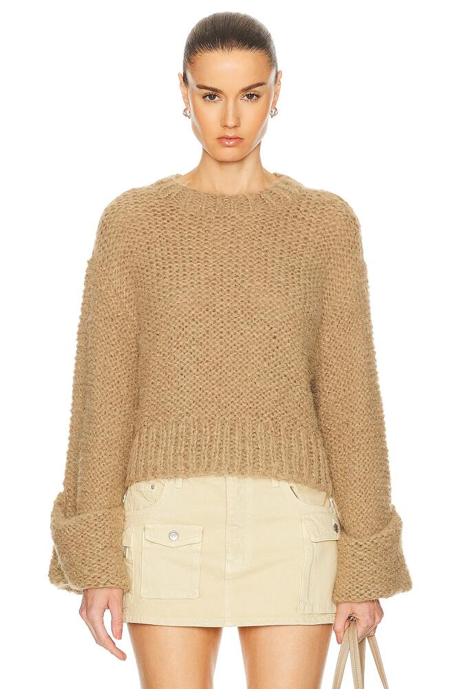 GRLFRND Open Stitch Knit Sweater in Tan Cover