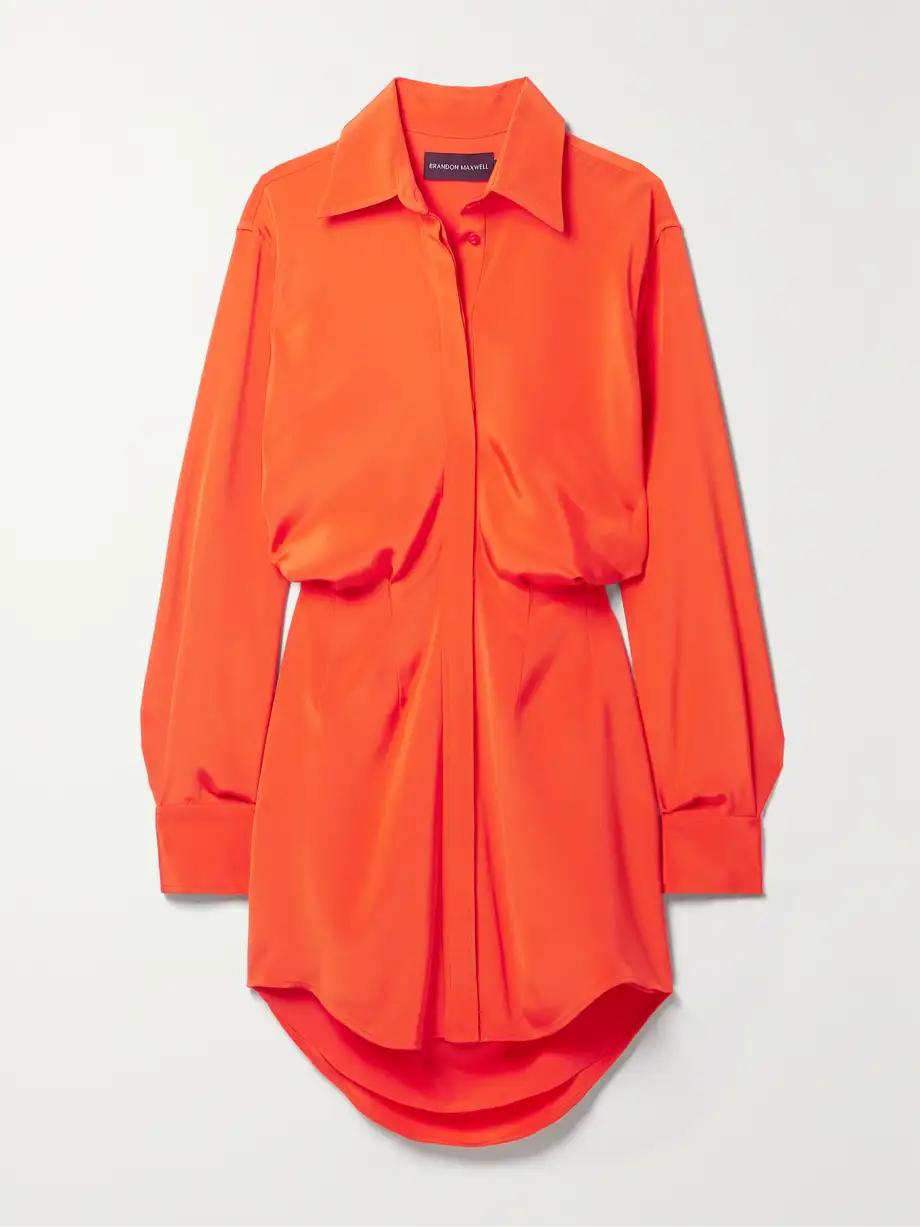 Brandon Maxwell - The Vera Silk-crepe Mini Shirt Dress - Orange Cover