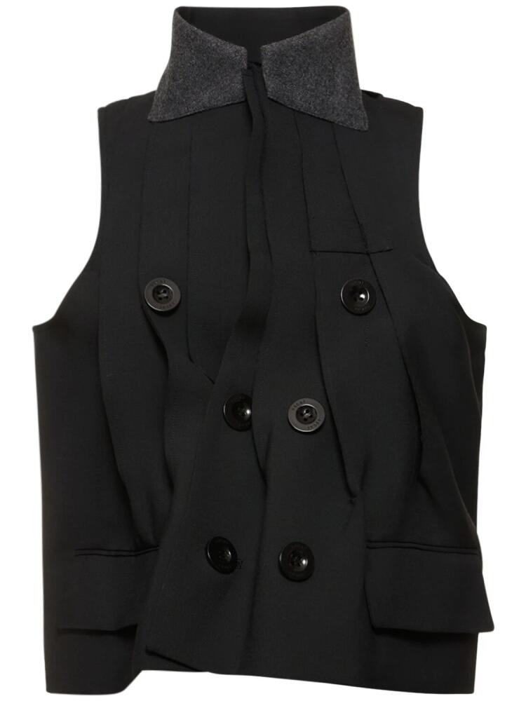 SACAI Pleated Double Breast Tailored Vest Cover